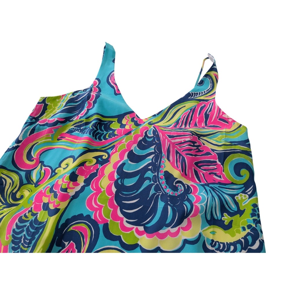 Lilly Pulitzer Silk Shift Dress Women XS Mini Sleeveless Tropical Paisley‎ Lined
